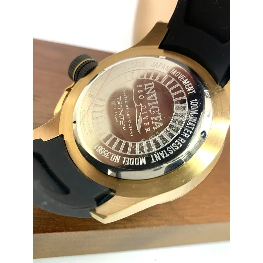 Invicta Men's Watch 35661 Pro Diver Quartz Gold Black Green Bezel Rubber Band